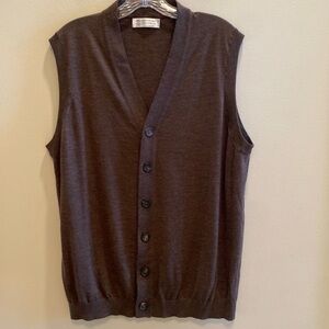 Brunello Cucinelli Wool Cashmere Knit  Sweater Cardigan Chocolate Brown 58 XXL